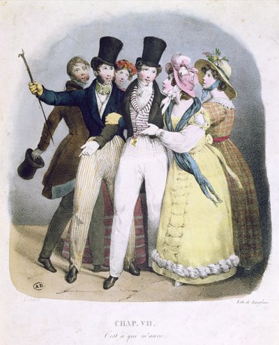 Dandy mit Bewunderern, ca. 1830 von French School